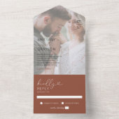 Minimale foto Terracotta Wedding All In One Uitnodiging (Binnen)