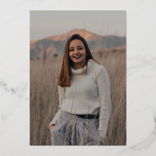 Minimale foto van Afstuderen Folie Uitnodiging (Achterkant)