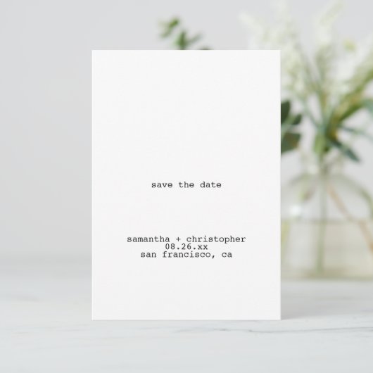 Minimale foto van Avant-Garde White op het rughuwe Save The Date (Staand voorkant)