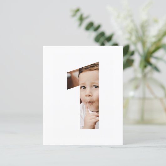 Minimale foto van budget 1e verjaardag uitnodigen (Staand voorkant)