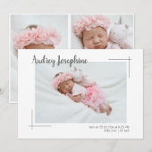 Minimale foto van Collage Baby Girl aan twee zijde Aankondiging (Voorkant / Achterkant)