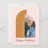 Minimale foto van de moderne Arch Blush-roze Feestdagenkaart (Voorkant)