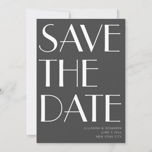 Minimale foto van Elegant Black White Art Deco Save The Date (Voorkant)