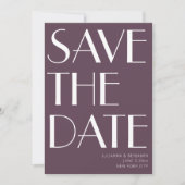 Minimale foto van Elegant Eggplant Art Deco Save The Date (Voorkant)