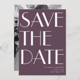 Minimale foto van Elegant Eggplant Art Deco Save The Date