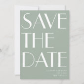 Minimale foto van Elegant Sage Green Art Deco Save The Date (Voorkant)