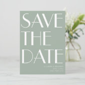 Minimale foto van Elegant Sage Green Art Deco Save The Date (Staand voorkant)