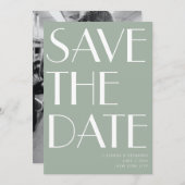 Minimale foto van Elegant Sage Green Art Deco Save The Date (Voorkant / Achterkant)