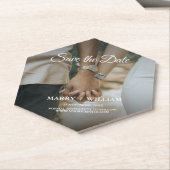 Minimale foto van Elegant sparen de datum bruiloft Kartonnen Onderzetters (Schuin)