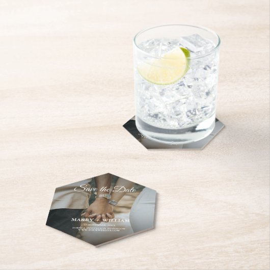 Minimale foto van Elegant sparen de datum bruiloft Kartonnen Onderzetters (Insitu)