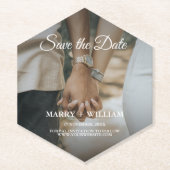 Minimale foto van Elegant sparen de datum bruiloft Kartonnen Onderzetters (Voorkant)