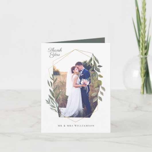 Minimale foto van Foliage en Gold Geometric Terrar Bedankkaart (Voorkant)