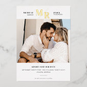 Minimale foto van folie Moderne Monogram Folie Uitnodiging (Voorkant)