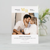 Minimale foto van folie Moderne Monogram Folie Uitnodiging (Staand Voorkant)