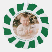 Minimale foto van groene en witte peppermint ornament kaart (Voorkant)