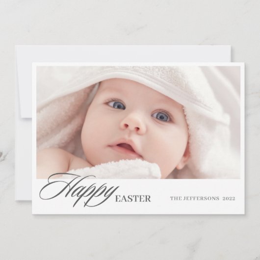 Minimale foto van Happy Easter Script Feestdagenkaart (Voorkant)