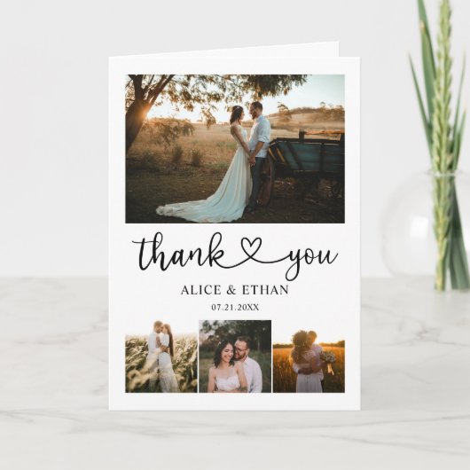 Minimale foto van het hartscript Dank je wel Ca Bedankkaart (Voorkant)