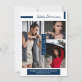 Minimale foto van Navy Blue en White Afstuderen Kaart (Voorkant)