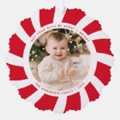 Minimale foto van rode en witte peppermint ornament kaart (Voorkant)