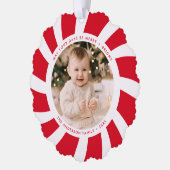 Minimale foto van rode en witte peppermint ornament kaart (Links)