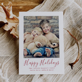 Minimale foto van rood Prettige feestdagen Feestdagenkaart