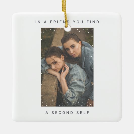 Minimale foto van twee foto's Snowfall Beste vrien Keramisch Ornament (Voorkant)