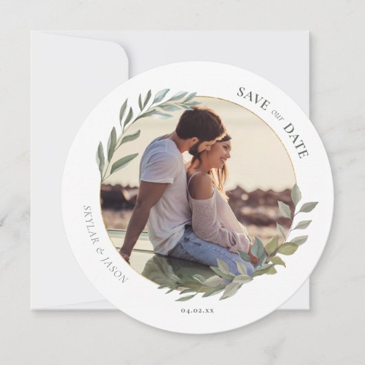 Minimale foto van Waterverf en goudcirculatie Save The Date (Voorkant)