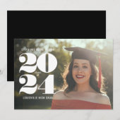 Minimale foto van witte numerieke datum Afstuderen Feestdagenkaart (Voorkant / Achterkant)