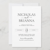 Minimale foto van zwarte en witte moderne bruiloft kaart (Voorkant)