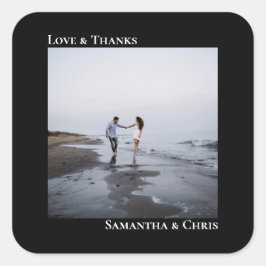 Minimale foto van zwarte liefde en Bedankt bruilof Vierkante Sticker
