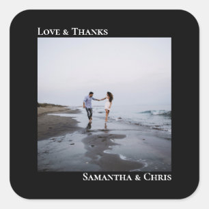 Minimale foto van zwarte liefde en Bedankt bruilof Vierkante Sticker