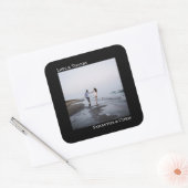 Minimale foto van zwarte liefde en Bedankt bruilof Vierkante Sticker (Envelop)