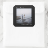 Minimale foto van zwarte liefde en Bedankt bruilof Vierkante Sticker (Tas)