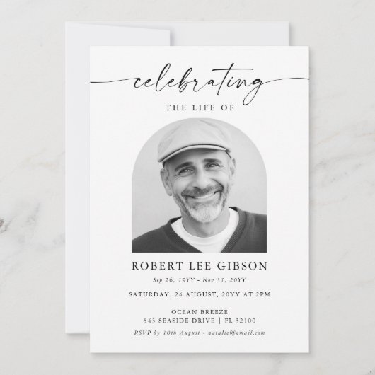 Minimale foto viering van het leven begrafenismonu kaart (Voorkant)