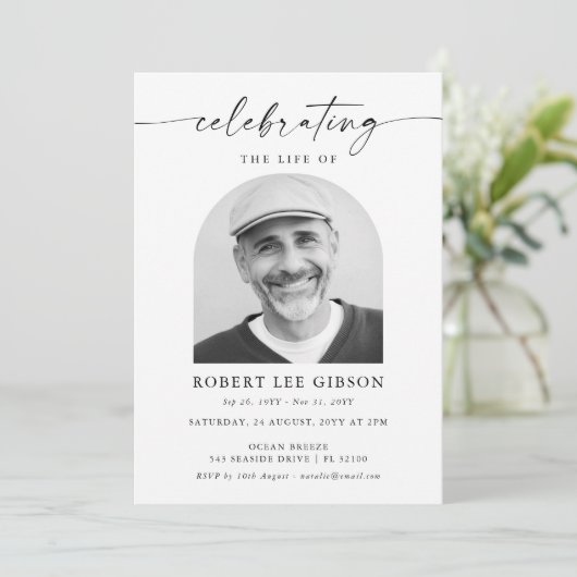 Minimale foto viering van het leven begrafenismonu kaart (Staand voorkant)