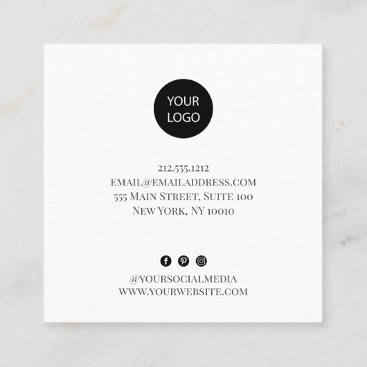 Minimale foto vierkante visitekaartje (Achterkant)