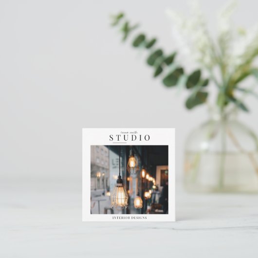 Minimale foto vierkante visitekaartje (Staand voorkant)