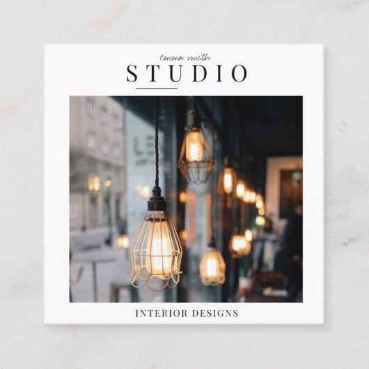 Minimale foto vierkante visitekaartje (Voorkant)