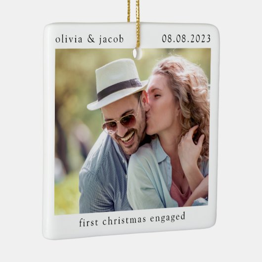 Minimale foto voor eerste kerstmis keramisch ornament (Rechts)