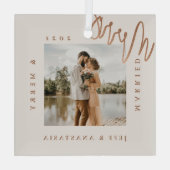 Minimale foto voor modern gehuwd en liefdadig goud glas ornament (Achterkant)