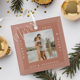 Minimale foto voor modern gehuwd en liefdadig goud glas ornament