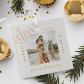 Minimale foto voor modern gehuwd en liefdadig goud glas ornament