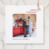 Minimale foto voor vrolijk kerstfeest bedankjes labels (Achterkant)