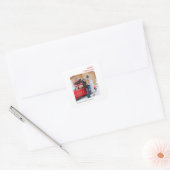 Minimale foto voor vrolijk kerstfeest vierkante sticker (Envelop)