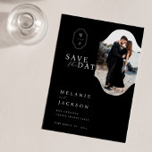 Minimale foto voor zwart-wit en aangepast monogram save the date