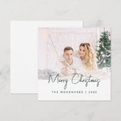 Minimale foto vrolijk kerstfeest groen schrift (Voorkant / Achterkant)