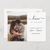 Minimale foto-weddenschap-uitstelliefde is patiënt briefkaart (Voorkant / Achterkant)
