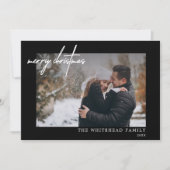 Minimale foto White Merry Black met kerstmis Feestdagenkaart (Voorkant)