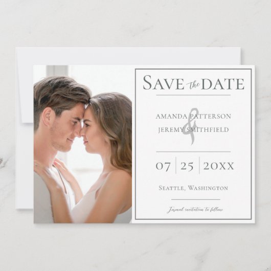 Minimale foto | White Save the Date (Voorkant)