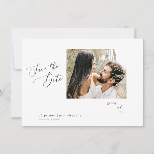 Minimale foto White Wedding Save the Date QR Kaart (Voorkant)